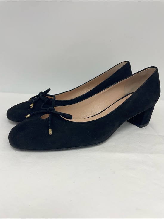 Stuart Weitzman Shoes - Stuart Weitzman Gabby 45 Black Suede Pump with Bow Detail, Size 7.5
